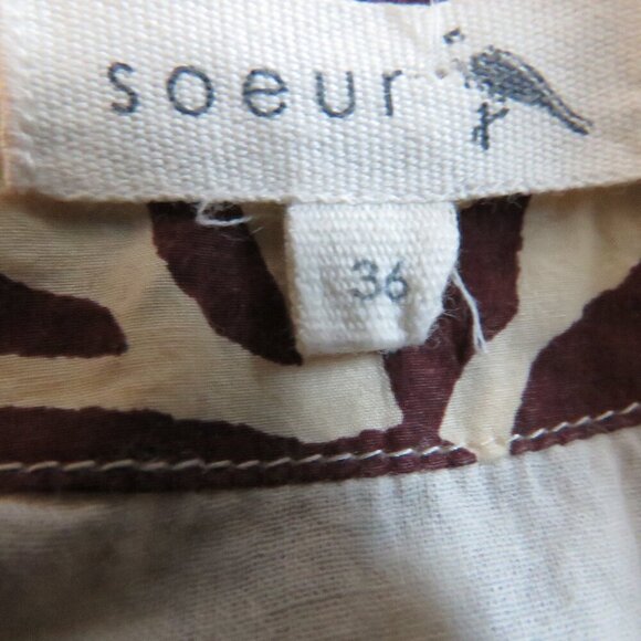 SOEUR Leaf Printed Cotton Bomber Chore Jacket Abstract Minimalist Sz 36 / US S - Picture 15 of 16